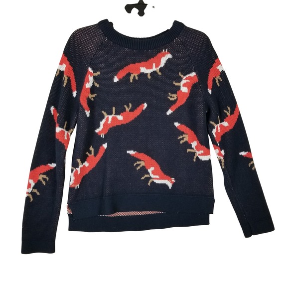 Modcloth Sweaters - ModCloth Womens Navy Blue Fox‎ Intarsia Cotton Knit Sweater M4603036 Size S